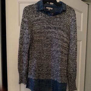Avalin Gray Marled Knit Sweater with Jean top attached med